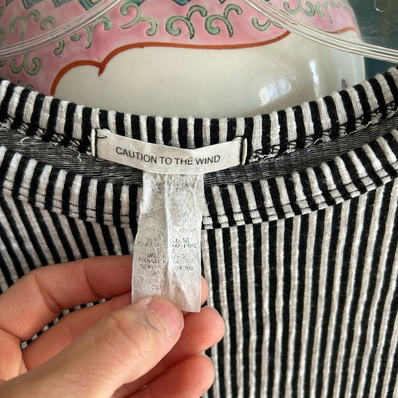 Caution To The Wind Black and White Striped Long Sleeve Crop Top - Picture 9 of 15